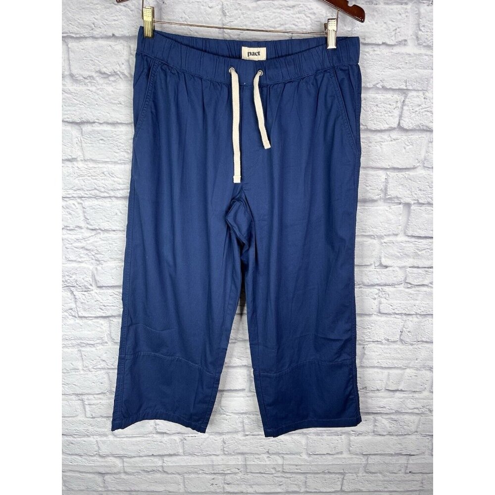 Pact Navy Capris with Cream Drawstring